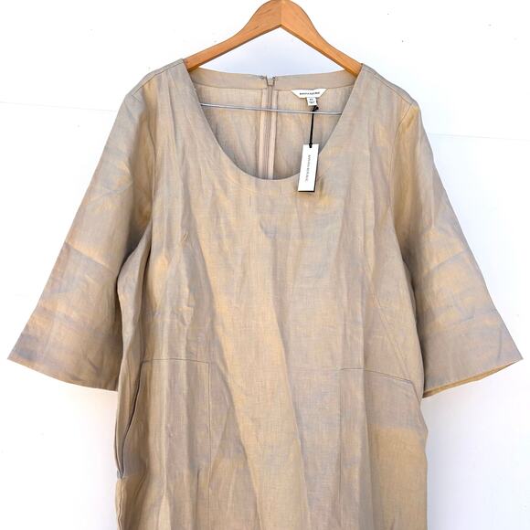 New Banana Republic Linen Scoop Neck Maxi Dress  Beige XL Extra Large Cover-Up - Picture 8 of 12